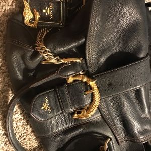 Prada black gold bag purse